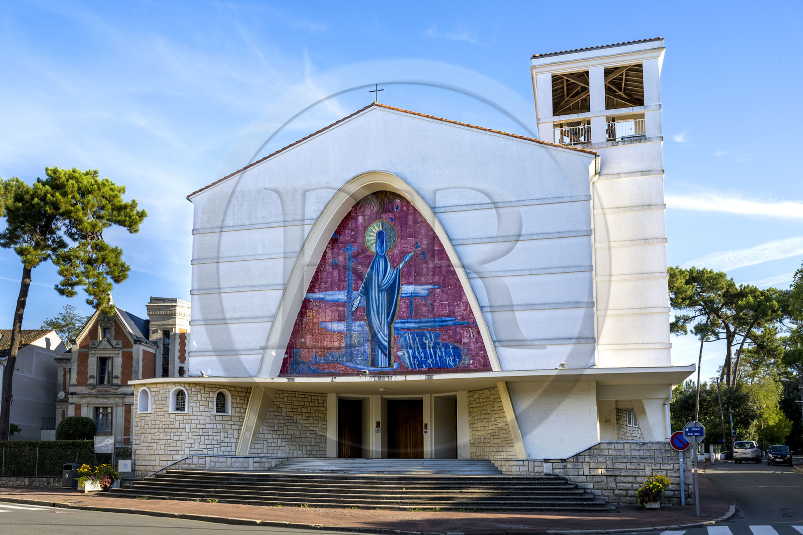 France, Charente-Maritime, Royan, residential area The Parc, Notre-Dame de l’Assomption church