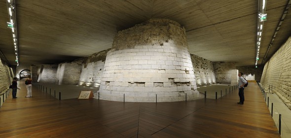 France, Paris, the vestiges of the ditches of the Louvre from Philippe Auguste and Charles V times