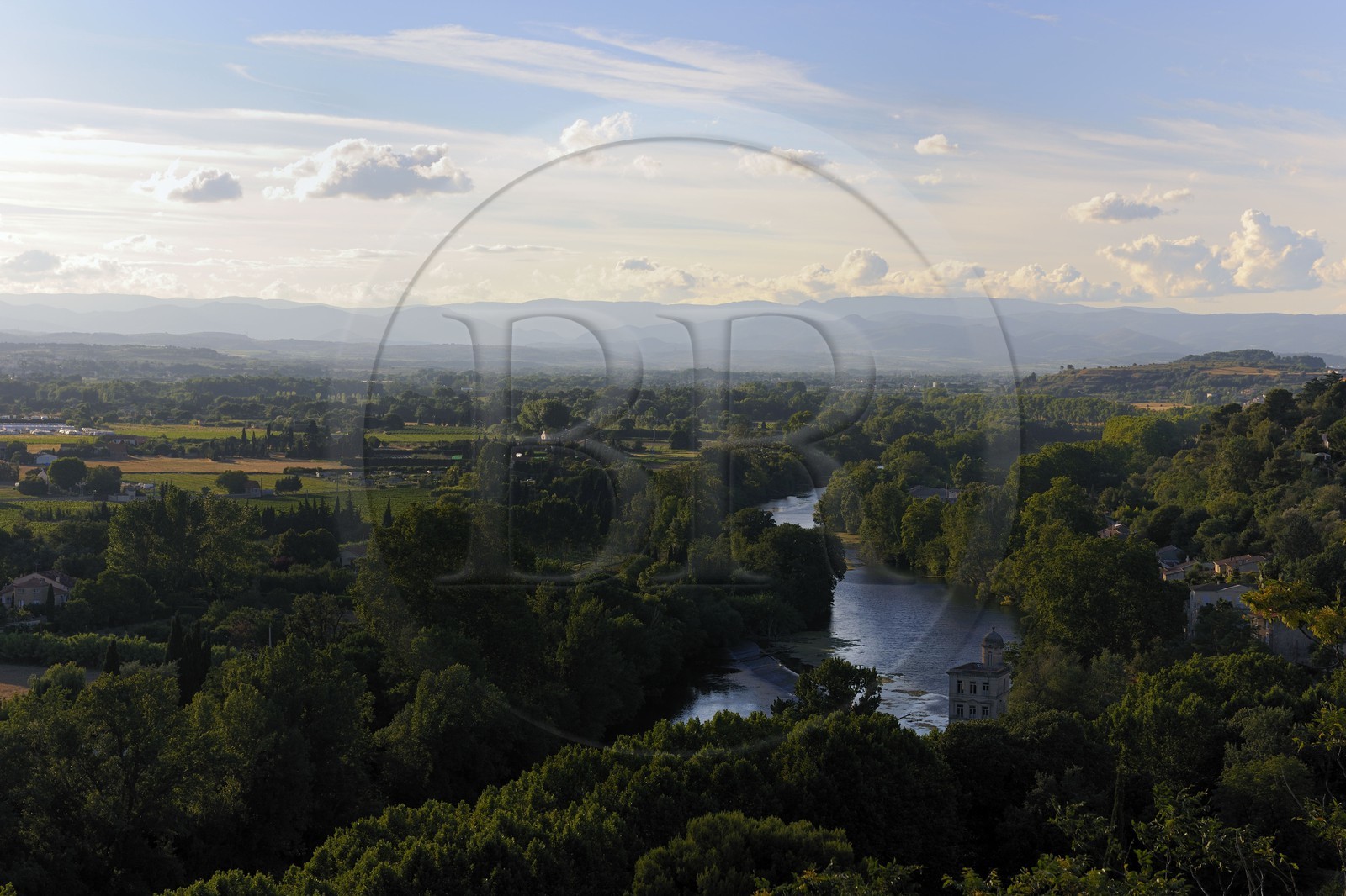 France, Herault, Beziers, view on the Orb river from the Saint-Nazaire cathedral and the Caroux mountains