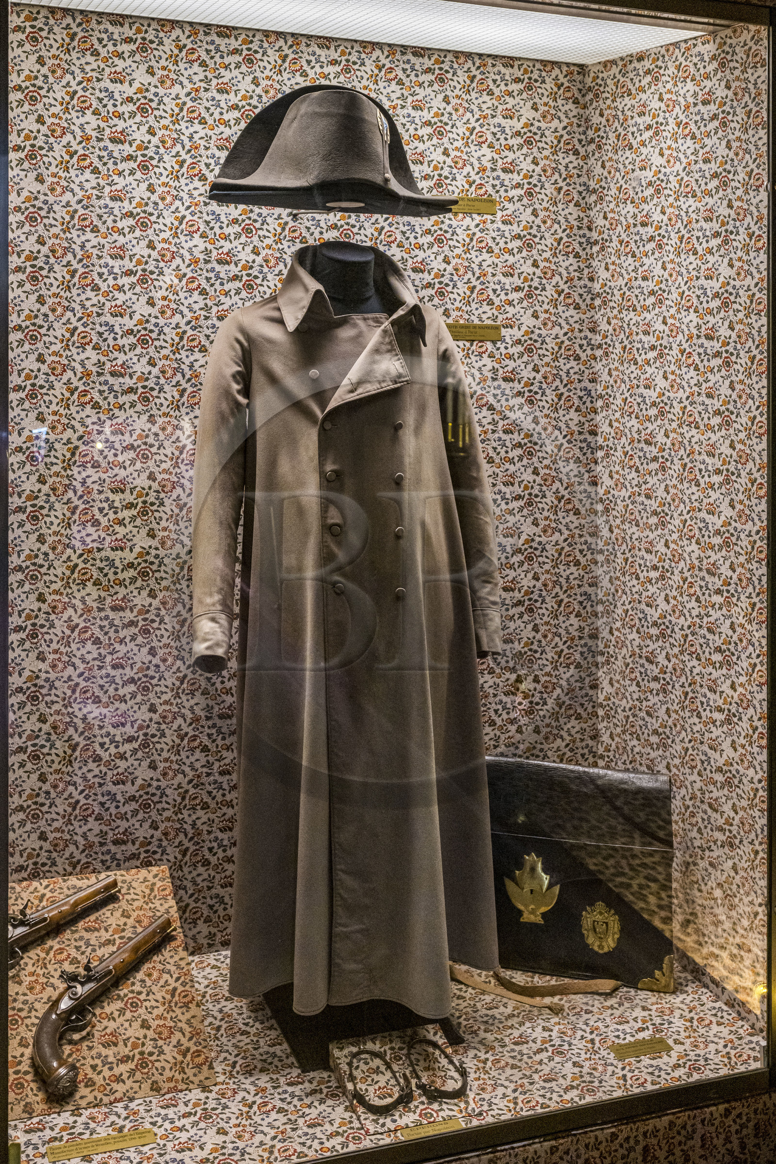 France, Seine-et-Marne, Fontainebleau, castle of Fontainebleau listed as World Heritage by UNESCO, Napoleon I Museum, frock coat and bicorn hat of the Emperor Napoleon I