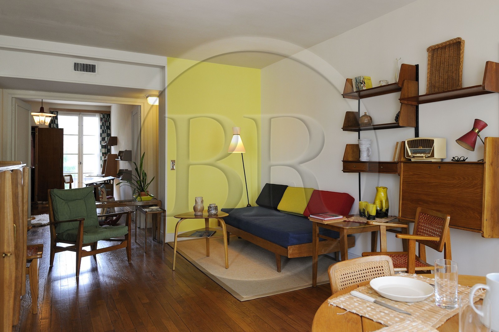 France, Seine-Maritime (76), Le Havre, Centre-ville reconstruit du Havre par Auguste Perret classé Patrimoine Mondial de l'UNESCO, appartement Perret, temoin de la reconstuction, agencé et meublé année 1950