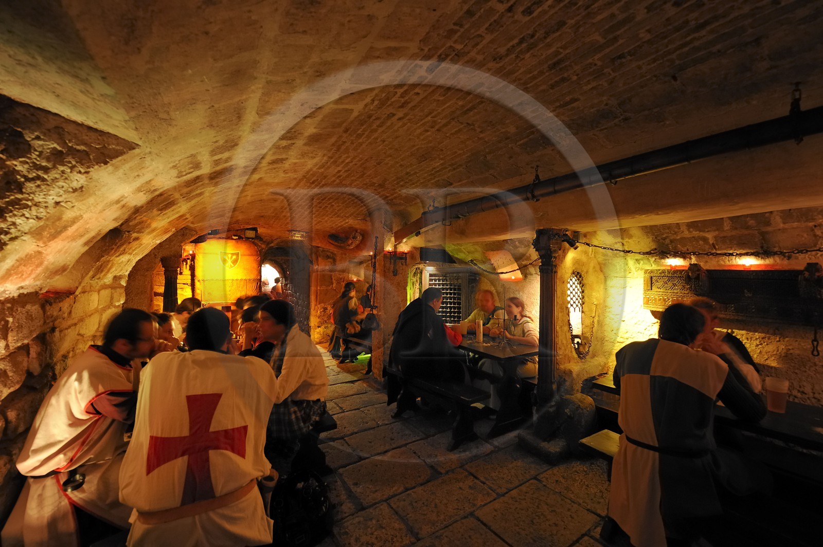 France, Paris, the Saint-Sabin cellars, medieval tavern, all the clients have to be dressed like in medieval time