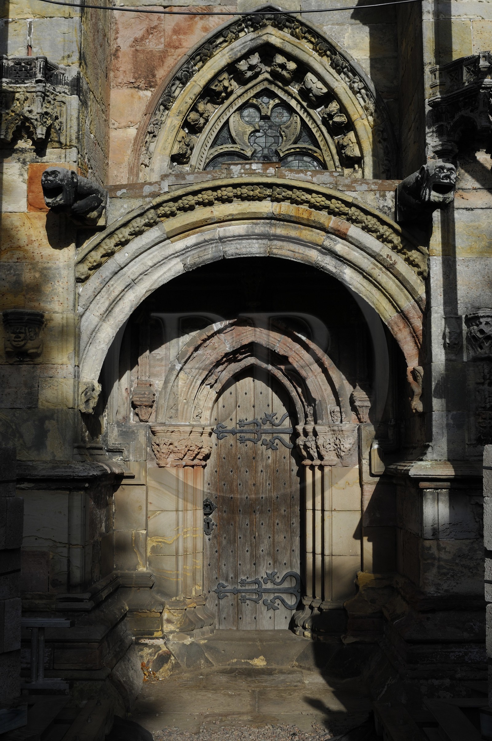 United Kingdom, Scotland, Midlothian, Roslin, Rosslyn Chapel, side door