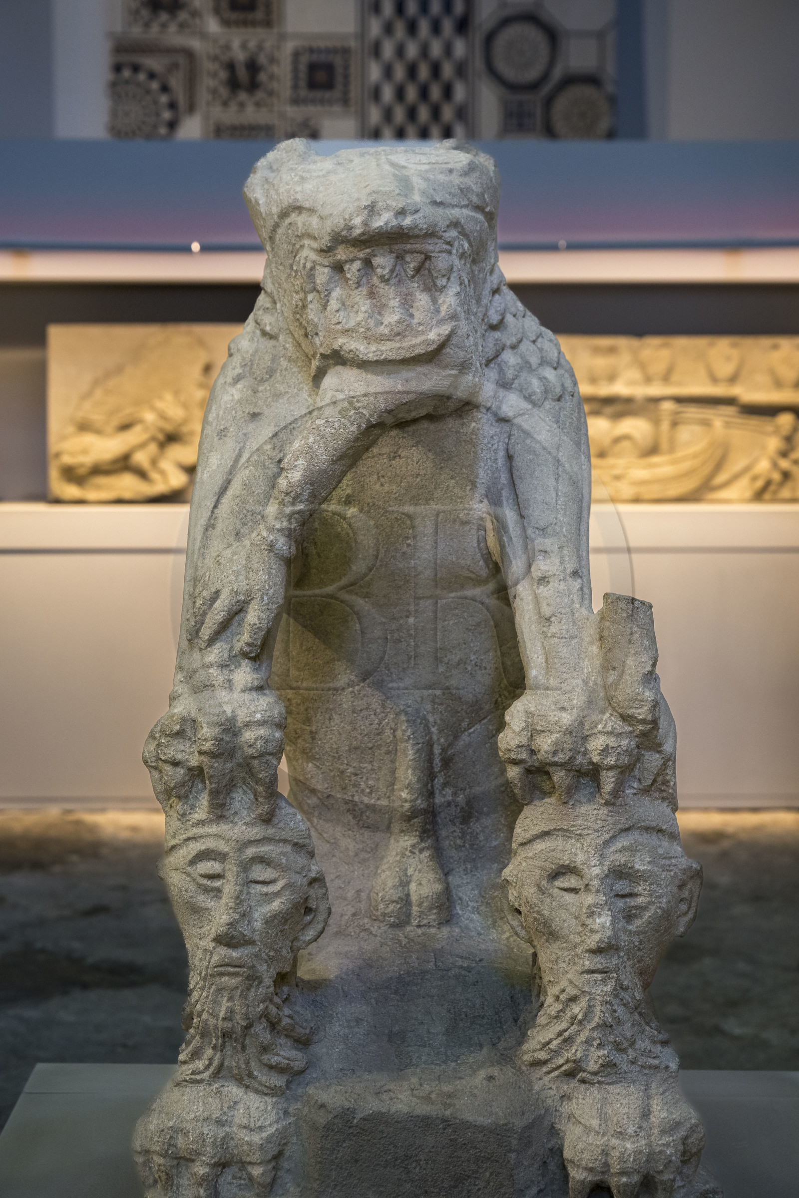 France, Vaucluse, Avignon, Lapidary Museum installed in a former chapel of the Jesuit college, archaeological collections of the Calvet Museum, statue of a fabulous androphagous ithyphallic creature, probable Gallic funerary work from the 1st century BC.