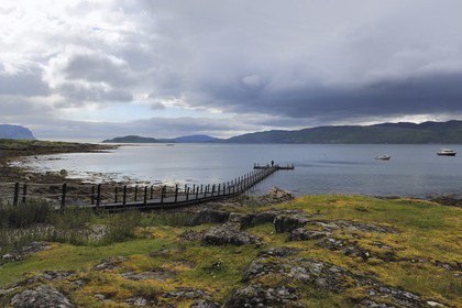 Royaume-Uni, Ecosse, Highland, Hébrides intérieures, Ile de Mull, Loch na Keal, ponton de Ben More Estate