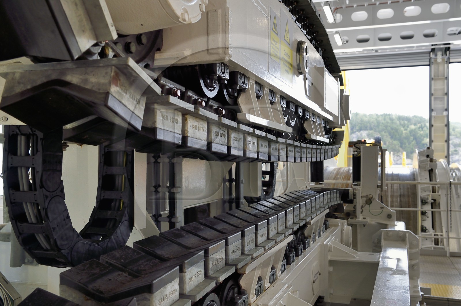 Norvège, comté d'Ostfold, Halden, navire cablier Nexans Aurora, cabestan à cables sous-marins haute capacité pour la pose en eau profonde