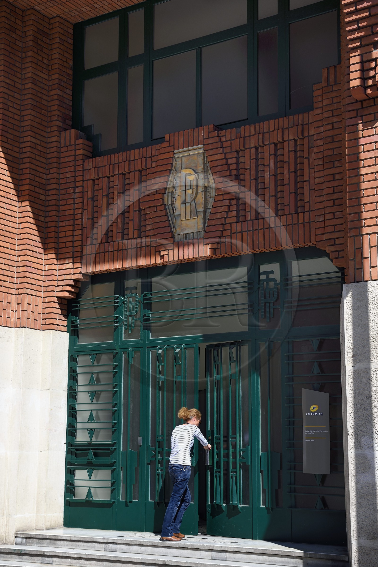 France, Alpes-Maritimes, Nice, post office Thiers Art Deco style built in 1931 by architect Guillaume Tronchet, only brick building in the city