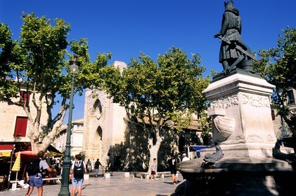 France, Gard, town of Aigues-Mortes, Saint Louis square