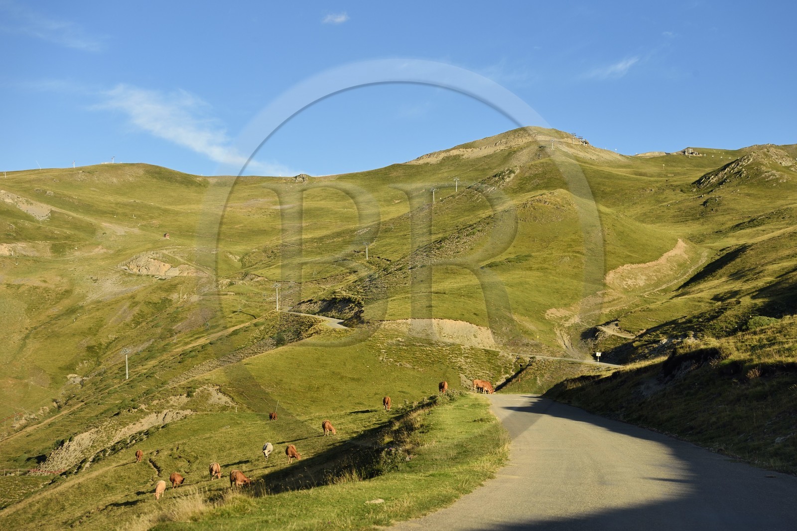 France, Hautes Pyrenees, Saint Lary Soulan, road going up to Col de Portet