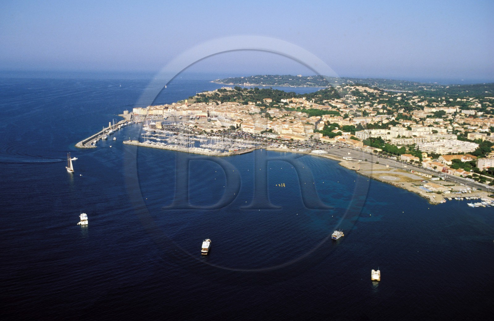 France, Var, Saint Tropez, harbour (aerial view)
