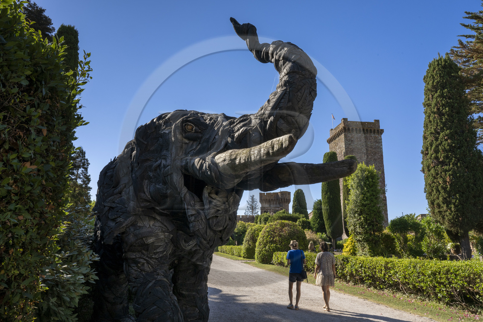 France, Alpes-Maritimes (06), Mandelieu-la-Napoule, chateau de La Napoule (XII-XIXe siècle), le Dumbo (2011) oeuvre de Serge Van de Put