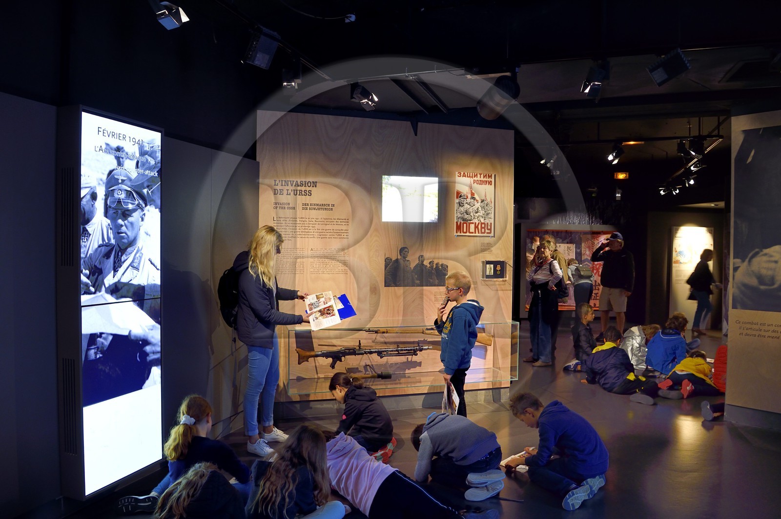 France, Calvados, Caen, the Peace Memorial, visit of a school group