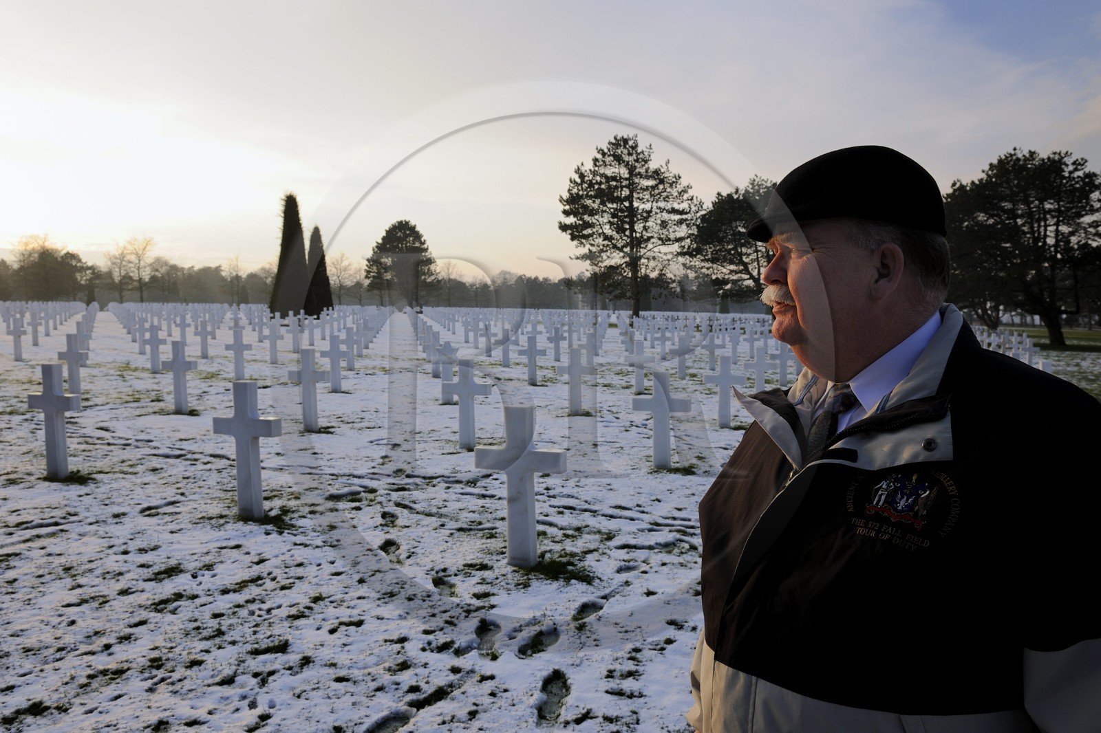 France, Calvados (14), Colleville-sur-Mer, plage du débarquement, Omaha Beach, Daniel L.Neese superintendent du cimetière américain