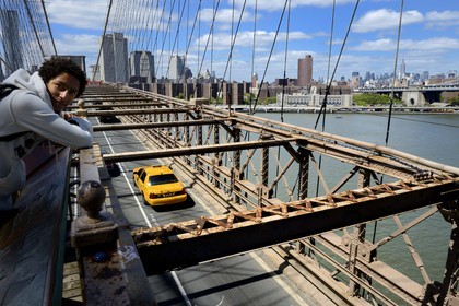 Etats-Unis, New York, Manhattan, le pont de Brooklyn
