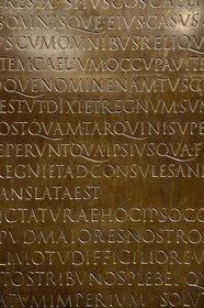 France, Rhone, Lyon, historical site listed as World Heritage by UNESCO, colline de Fourviere, Gallo-Roman Museum of Fourvière, the Lyon Tablet is an ancient bronze tablet that bears the transcript of a speech given in 48 by the Roman emperor Claudius