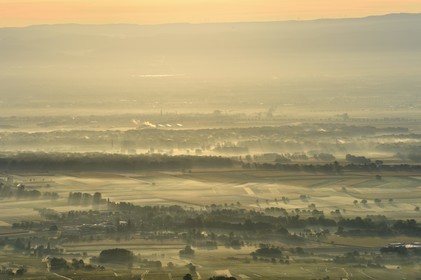 France, Bas Rhin, Mont Saint Odile, view from Mont Saint-Odile, the plain of Alsace and the Black Forest in the background