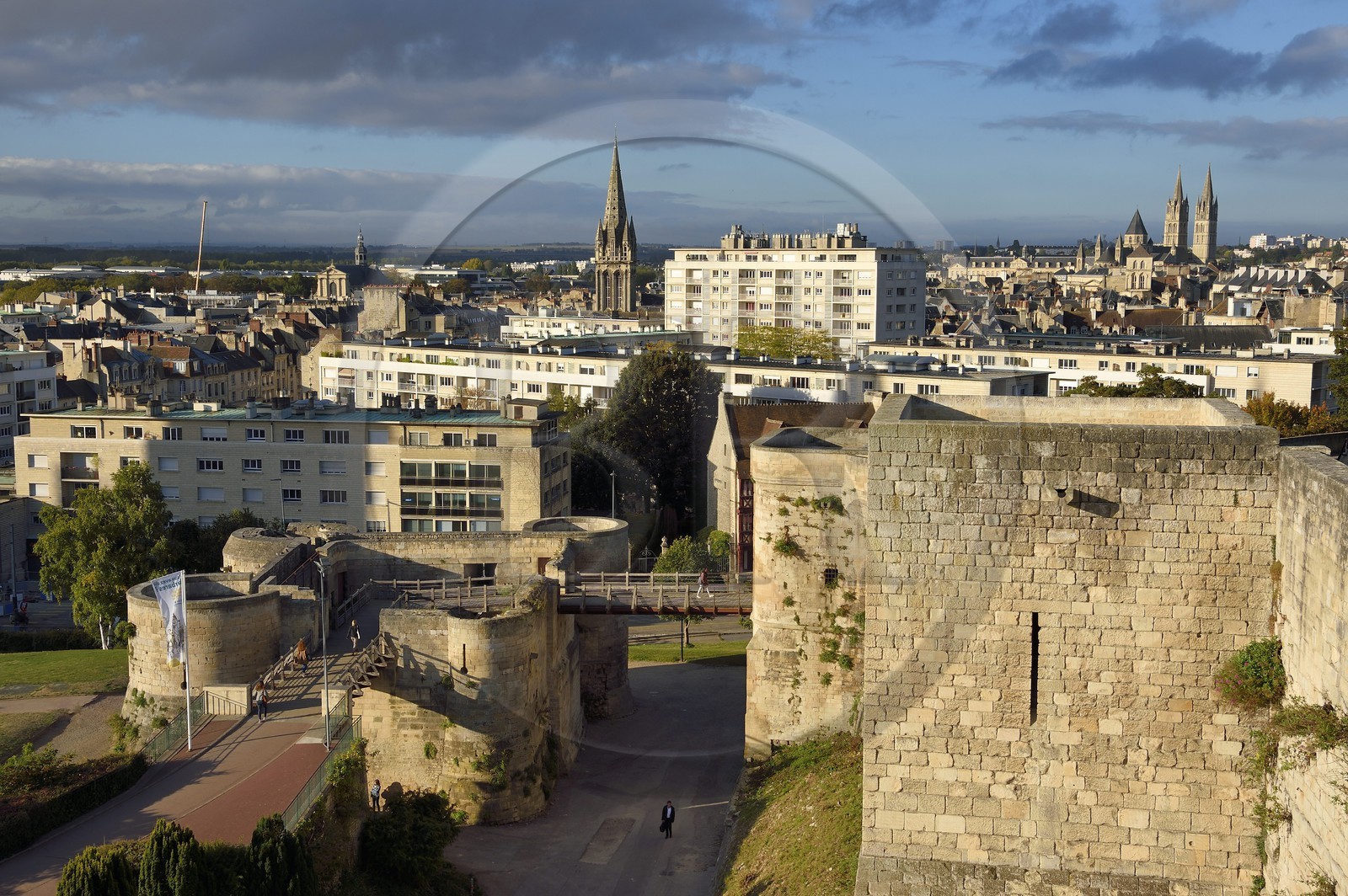 France, Calvados, Caen, the ducal castle of William the Conqueror, the ramparts overlooking the city and the barbican
