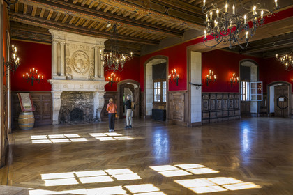 France, Côte-d'Or (21), Paysage culturel des climats de Bourgogne classés Patrimoine Mondial de l'UNESCO, Route des Grands Crus, vignoble de la Côte de Nuits, Vougeot, le Chateau du Clos de Vougeot, le salon d'honneur Renaissance