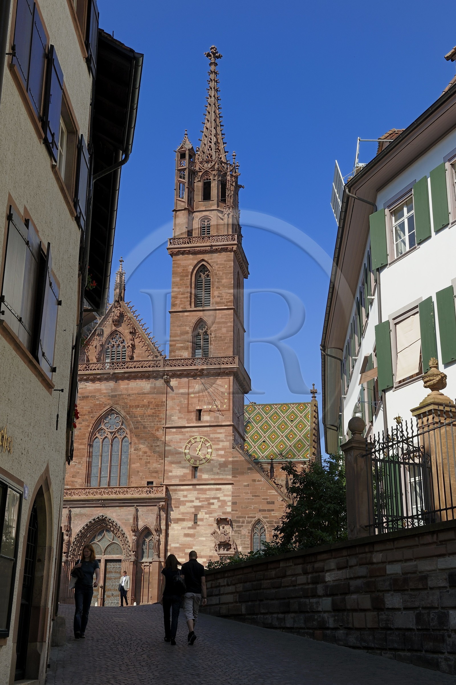 Switzerland, Basel, the Cathedral seen from Münsterberg street