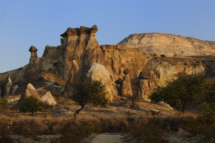 Turquie, Anatolie Centrale, province de Nevsehir, Cappadoce classée Patrimoine Mondial de l'UNESCO, paysage d'érosion et cheminées de fées à Çavusin