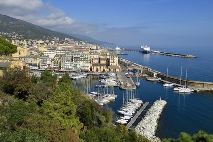 France, Haute Corse, Bastia, the harbour overlooked by St Jean Baptiste Church