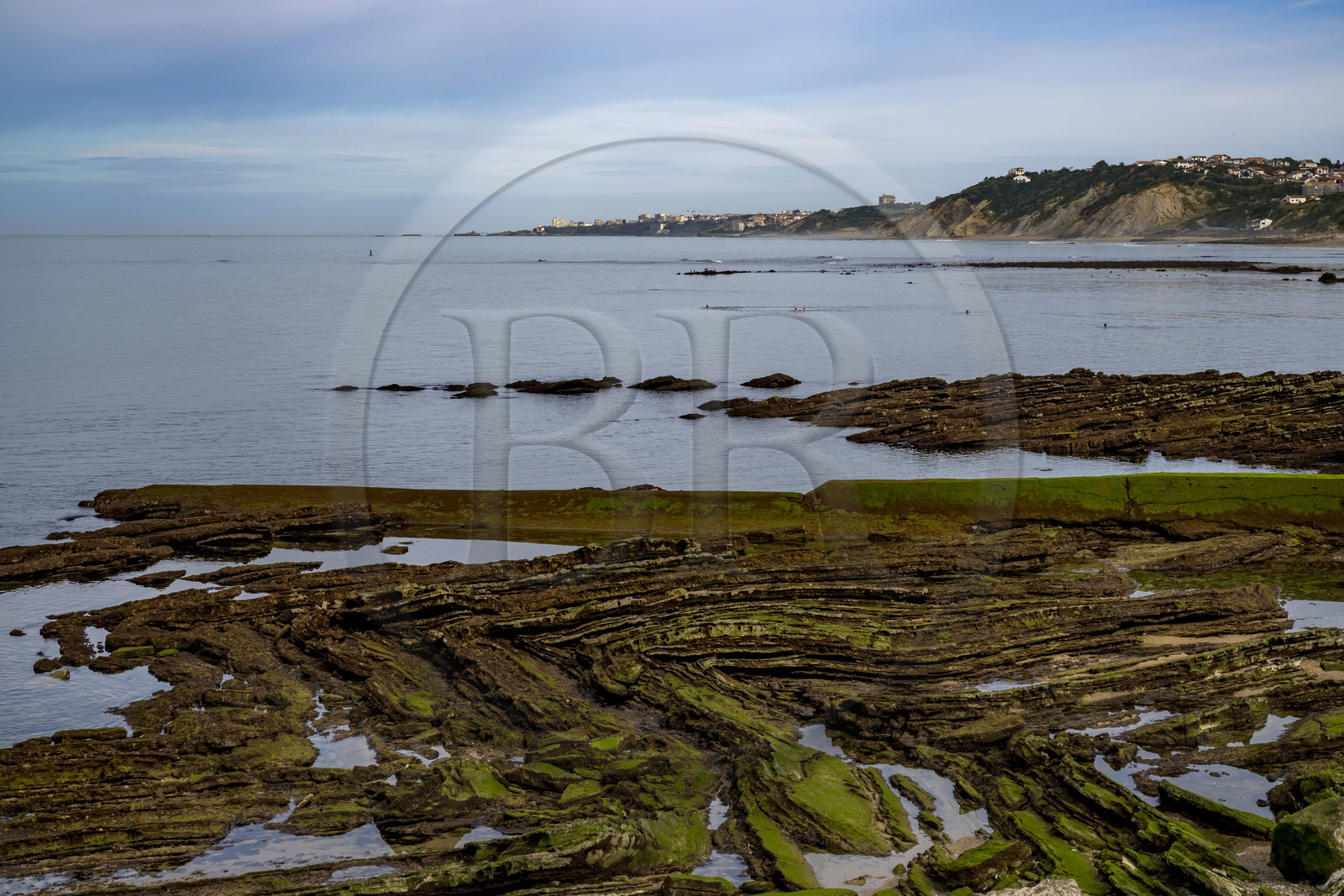 France, Pyrénées-Atlantiques (64), la côte du Pays-Basque, Guéthary, la cote rocheuse, roche de flysch
