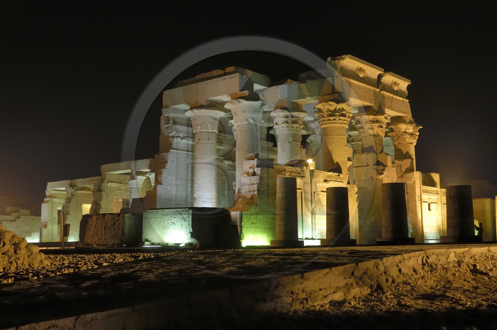 Egypte, Haute Egypte, vallée du Nil, temple de Kom Ombo dédié au dieu Sobek à tête de crocodile