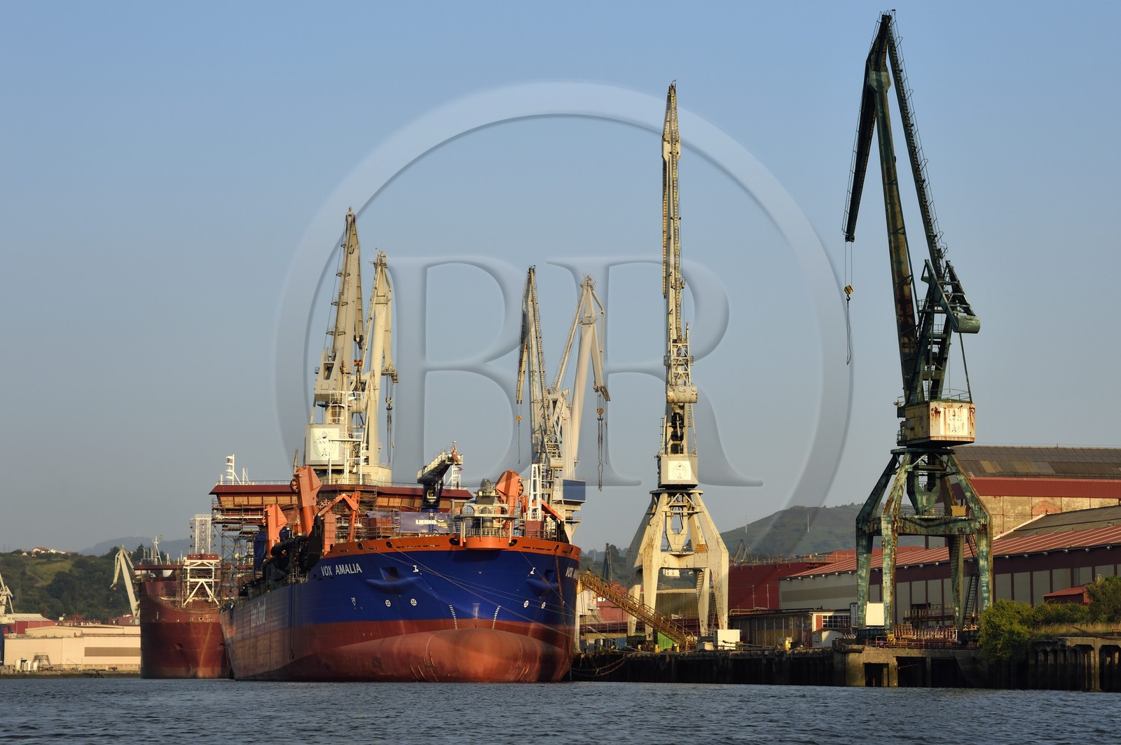 Espagne, Pays basque espagnol, Biscaye, Sestao, port industriel de Bilbao sur le fleuve Nervion centré sur la sidérurgie et la construction navale, chantiers navals Construcciones Navales del Norte (La Navale de Sestao)