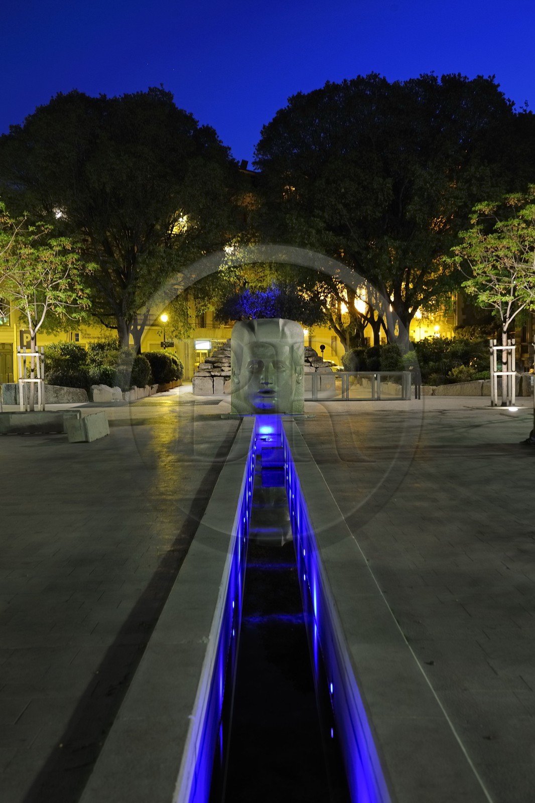 France, Gard, Nimes, la place d'Assas (Assas Square), fountain designed by Martial Raysse