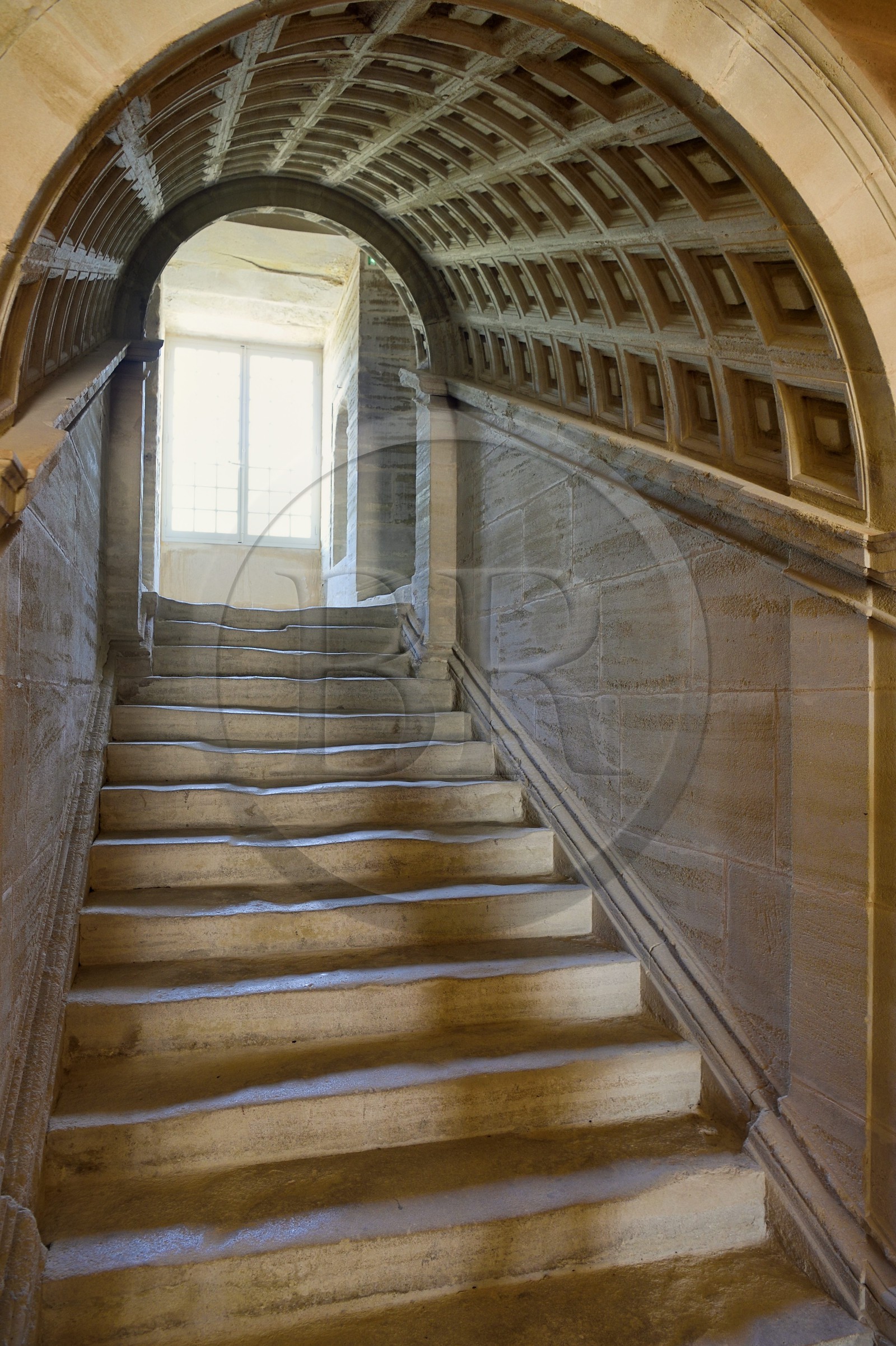 France, Vaucluse, Saumane de Vaucluse, Saumane castle, one of the residences of the Marquis de Sade, the main staircase
