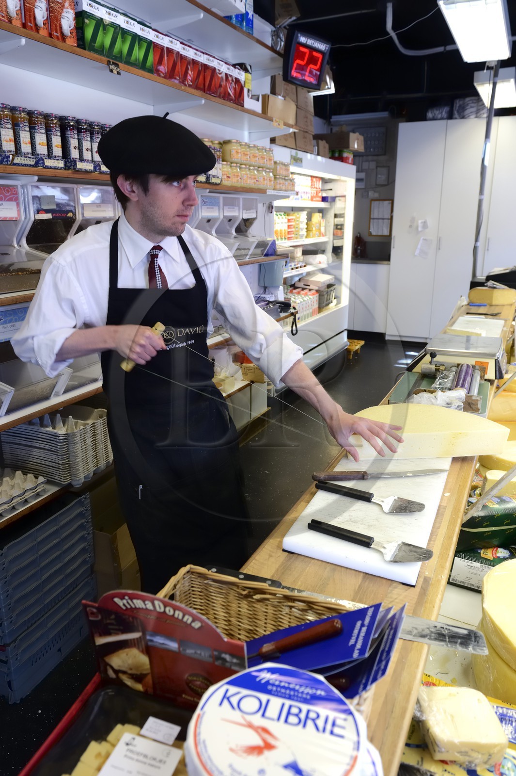 Sweden, Västra Götaland, Göteborg (Gothenburg), the main covered market Saluhallen, cheese merchant