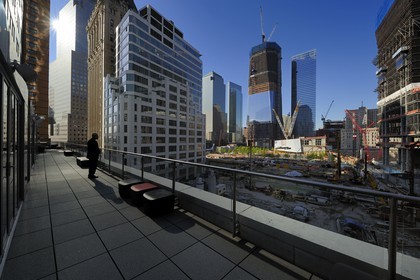 Etats-Unis, New-York, Manhattan, reconstruction du site de Ground Zero avec le One World Trade Center (Freedom Tower)