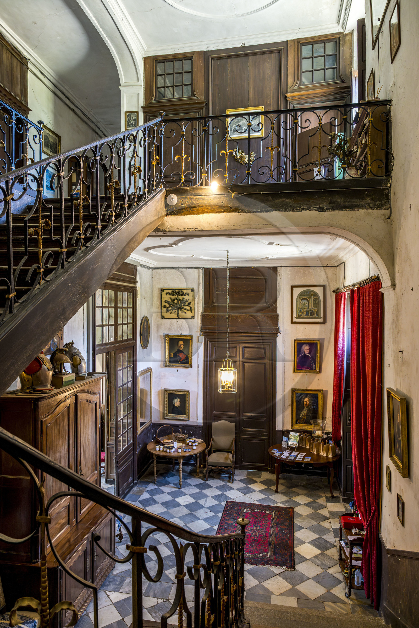 France, Ille et Vilaine, Cote d'Emeraude (Emerald Coast), Saint Malo, malouinière de la Chipaudière built by shipowner and privateer François-Auguste Magon de la Lande at the beginning of the 18th century, the main staircase
