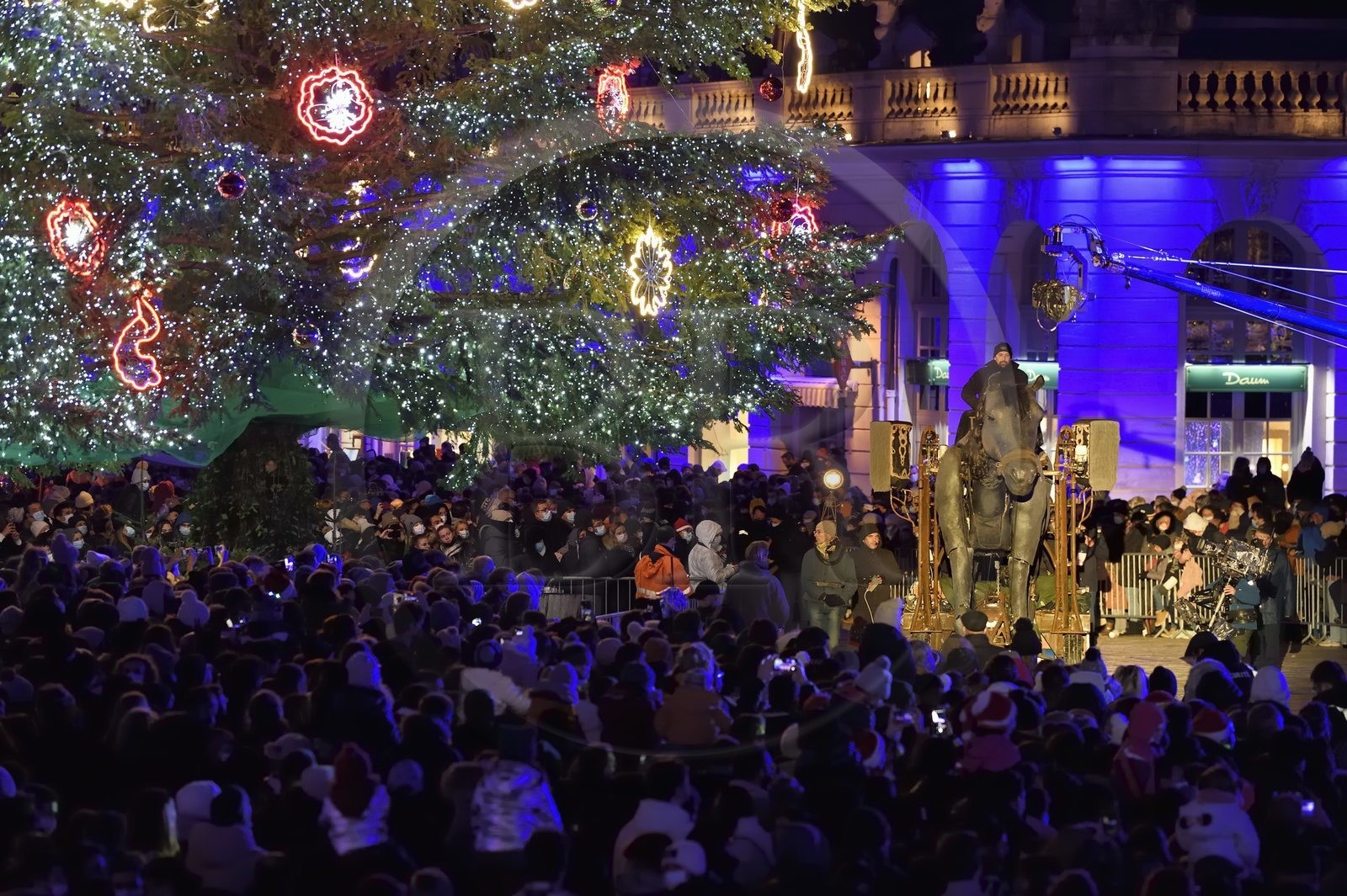 France, Meurthe-et-Moselle, Nancy, place Stanislas, the parade of Saint-Nicolas, mechanical puppet horse of the Paris-Benares Company