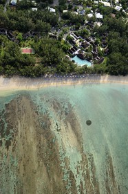 France, île de la Réunion, la Cote Ouest, le lagon de Saint-Gilles-Les-Bains, l'Ermitage-les-Bains (vue aérienne)