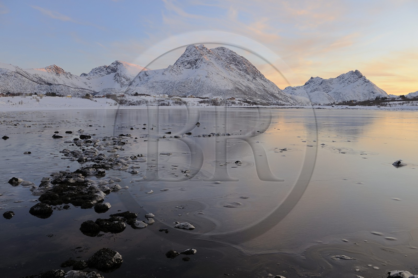 Norvège, Nordland, iles des Westeralen, région de Myre en hiver