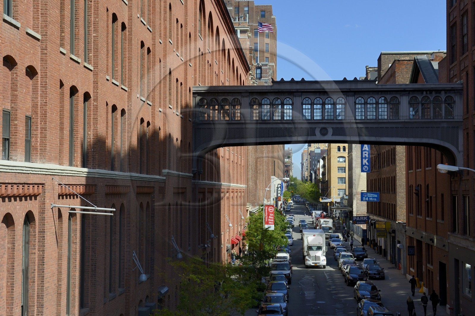 Etats-Unis, New York, Manhattan, Meatpacking district (Gansevoort Market), pont piéton de l'immeuble Chelsea Market sur W15th Street
