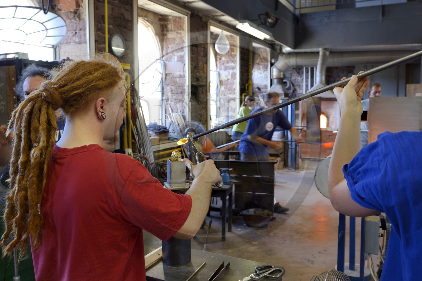 France, Moselle, Meisenthal, Centre international d'Art verrier (CIAV) (international glass centre), making of a christmas bowl made of glass
