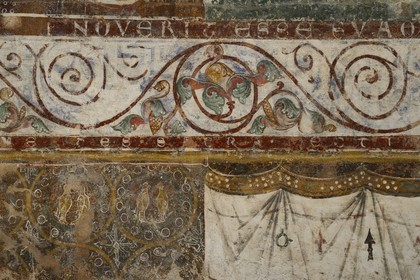 Israel, Jerusalem, Guivat Ram quarter, Israel Museum, department of archeology, wall painting of St. Mary of the Valley of Jehosephat, Grthsemane, Jeruslem 12th century, peinture murale de Sainte-Marie de la Vallée de Jehosephat, Grthsemane, Jeruslem 12ème siècle