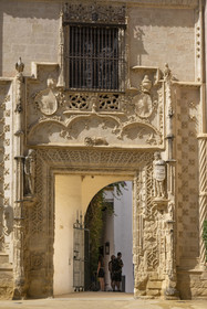 Spain, Andalusia, Seville, the Alcazar of Seville (Reales Alcazares de Sevilla), listed as World Heritage by UNESCO, gate of the Palacio de los Duques de Arcos