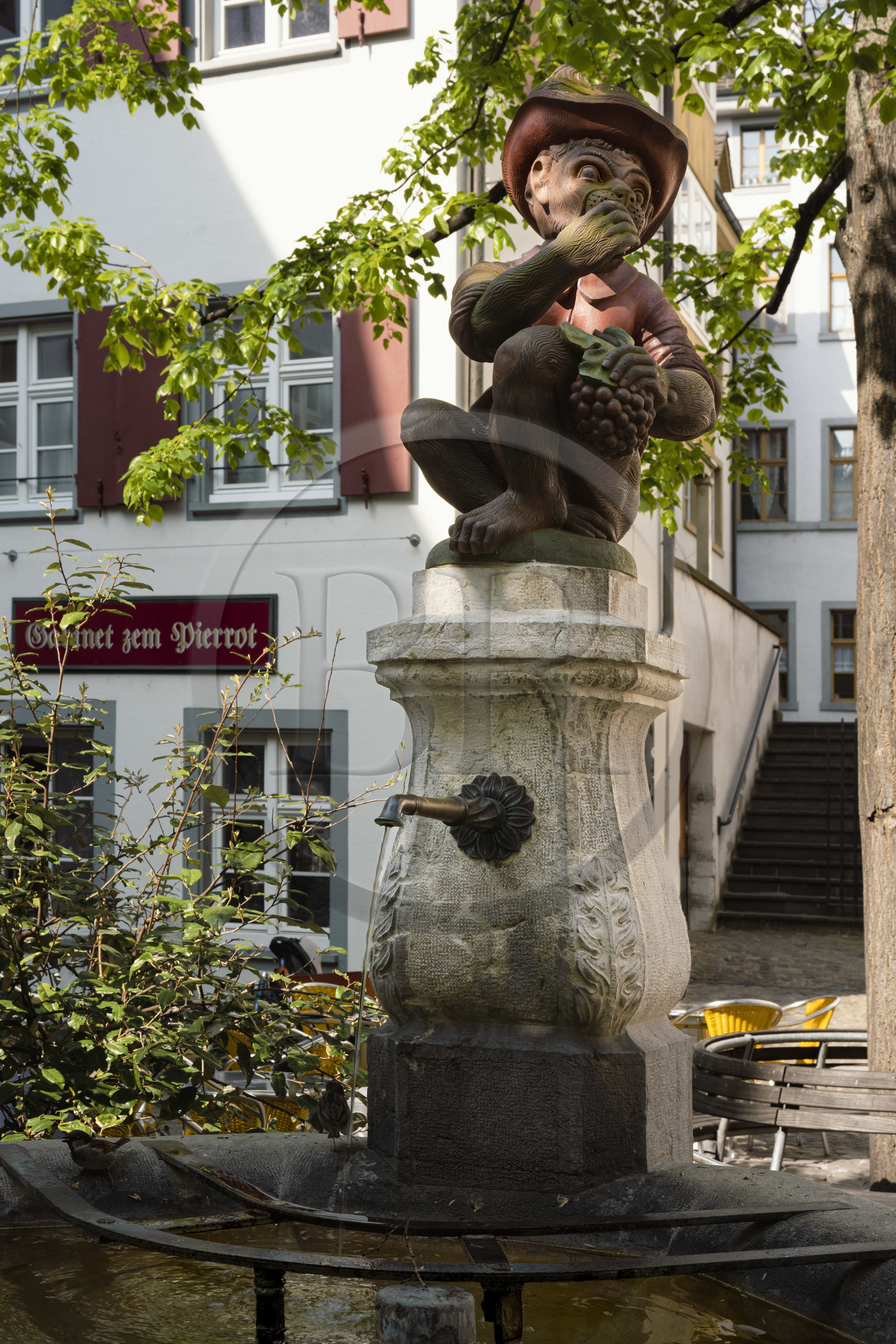 Suisse, Bâle, Vieille ville du Grand Bâle (rive gauche), fontaine au singe (Affenbrunnen) sur Andreasplatz