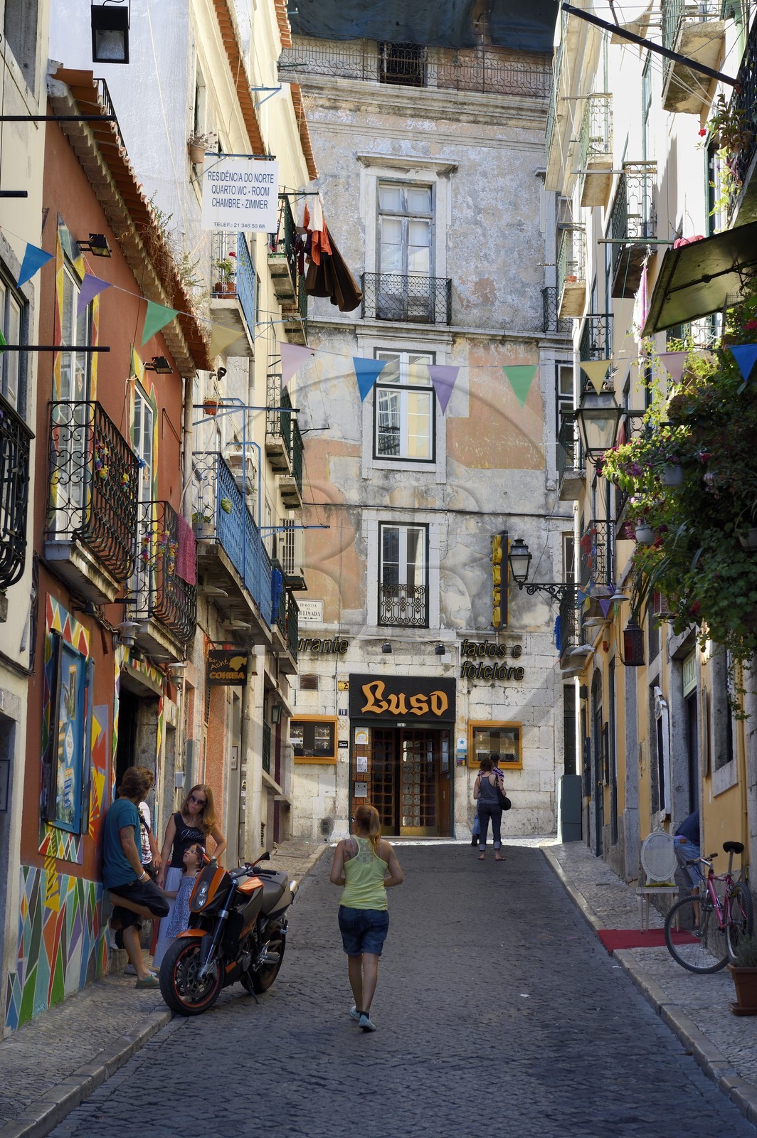 Portugal, Lisbon, a lane of the Bairro Alto district, rua do Norte
