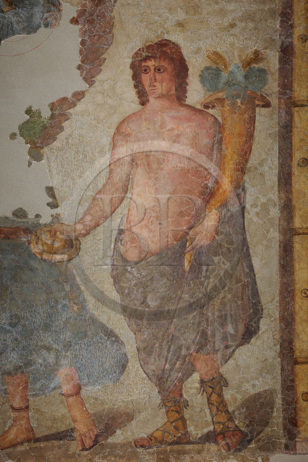 France, Aude (11), Narbonne, le Palais des Archevêques, le musée archéologique, fresque romaine du Clos de la Lombarde, scène de sacrifice avec génie et victoire