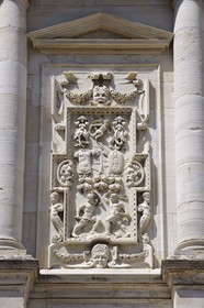France, Gard, Uzes, listed as town of art and history, Duke's castle called the Duche d'Uzes, listed as historical monument, detail of the facade