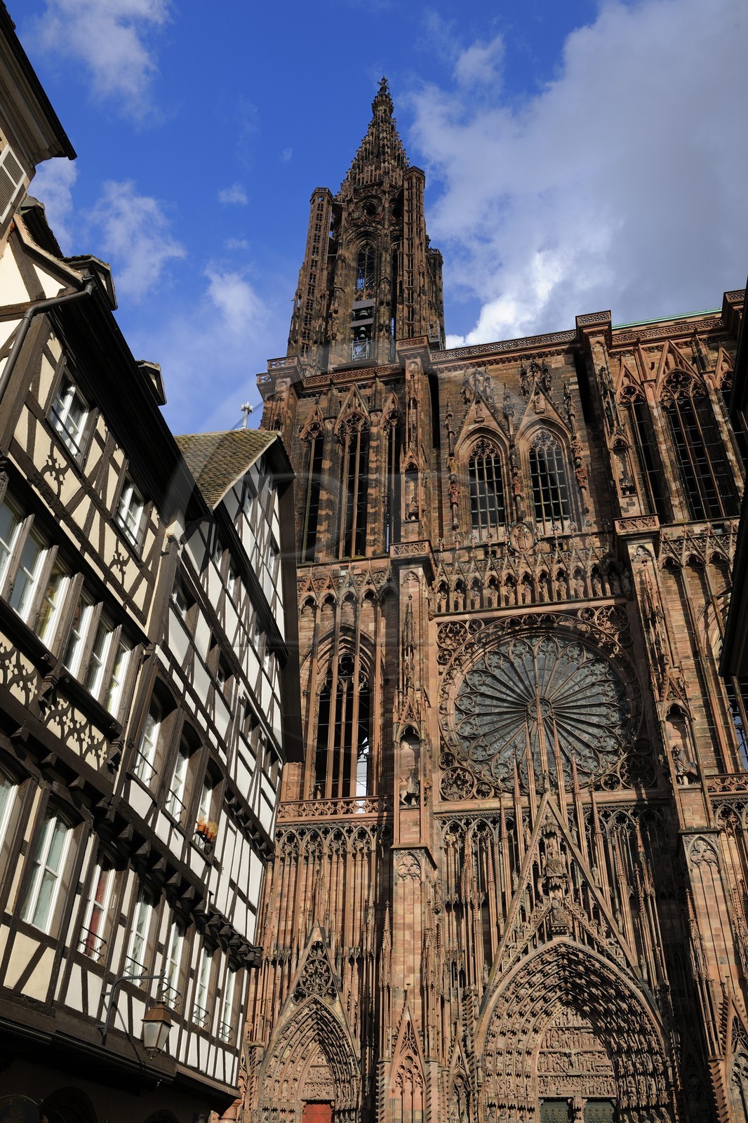 France, Bas-Rhin (67), Strasbourg, la cathédrale Notre-Dame et la rue mercière
