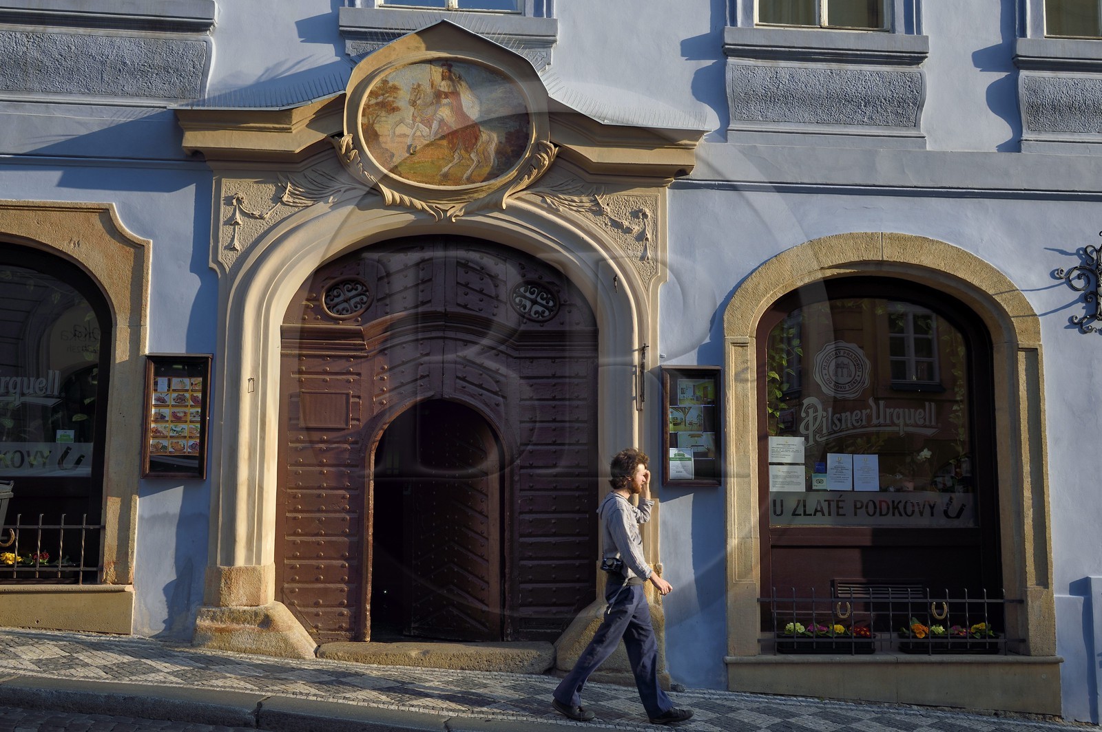 Czech Republic, Prague, historical centre listed as World Heritage by UNESCO, Mala Strana district, Zlaté Podkovy restaurant entrance in Nerudova Street
