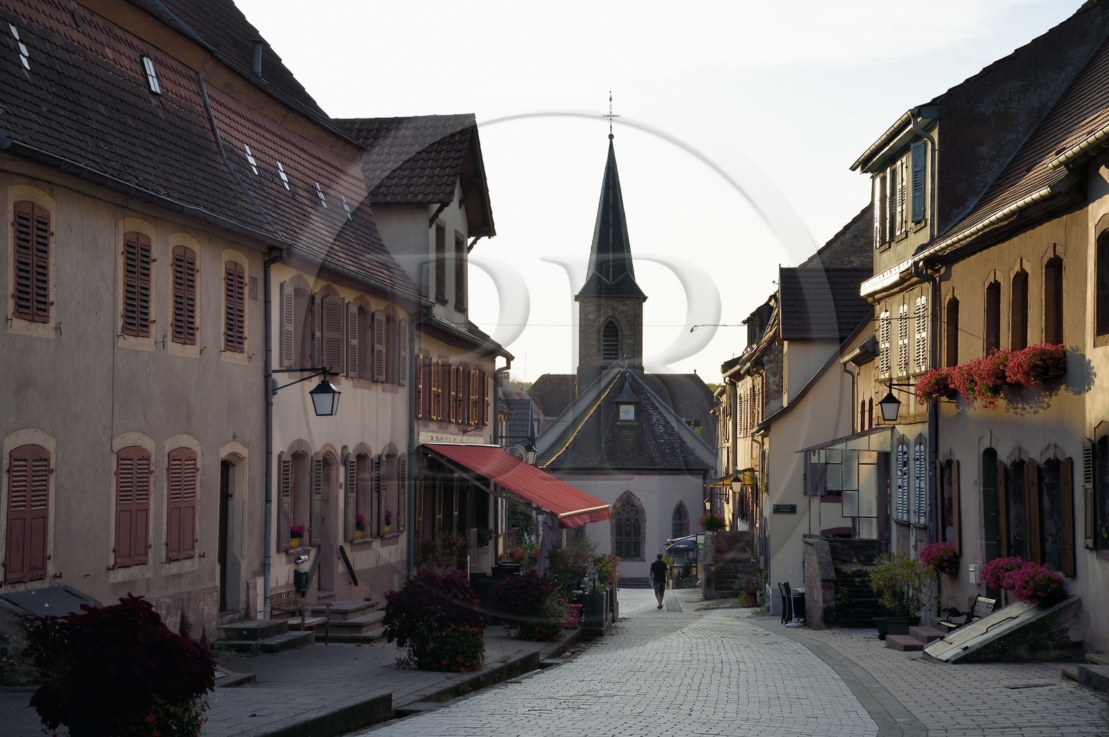 France, Bas-Rhin, Parc regional des Vosges du nord (Northern Vosges Regional Natural Park), La Petite Pierre, the simultaneous church Notre-Dame at the end of the rue du Chateau