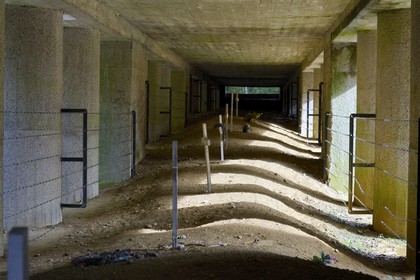 France, Meuse, Douaumont, Tranchee des Baionnettes (Trench of Bayonets), monument in memory of a detachment buried in their trench during a bombardment and where only a few inches of soil bayonets remained emergent