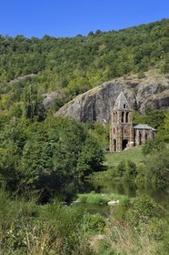France, Haute Loire, Allier river valley, Saint Julien des Chazes, Sainte Marie des Chazes chapel on the edge of the Allier river