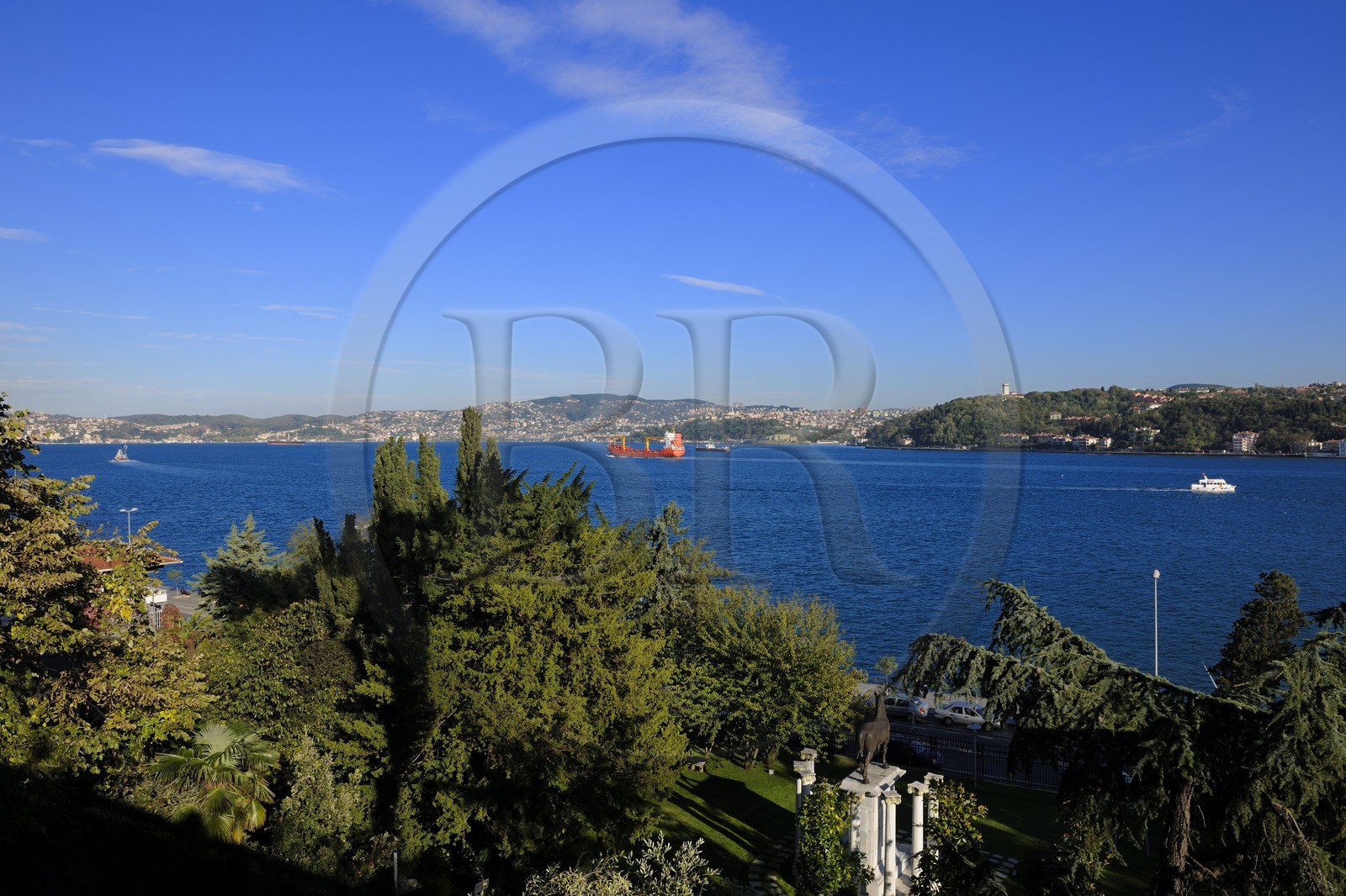 Turkey, Istanbul, Emirgan, the Bosphorus seen from the Sakip Sabanci Museum (SSM) gardens